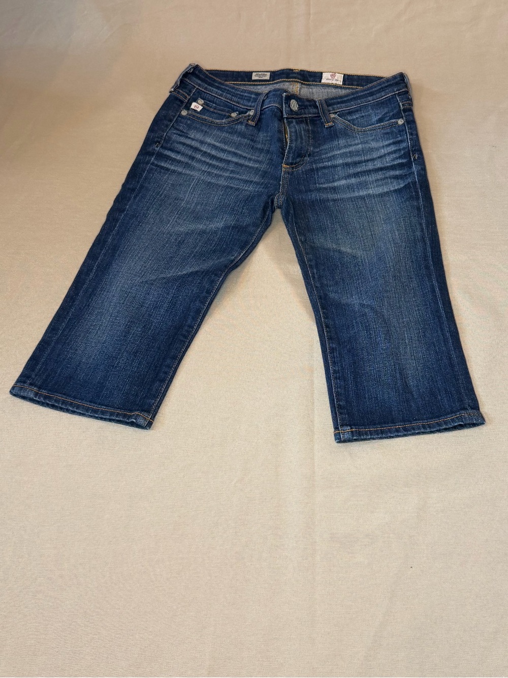 Malibu Women's Relaxed Dark Blue Denim Capri Jeans